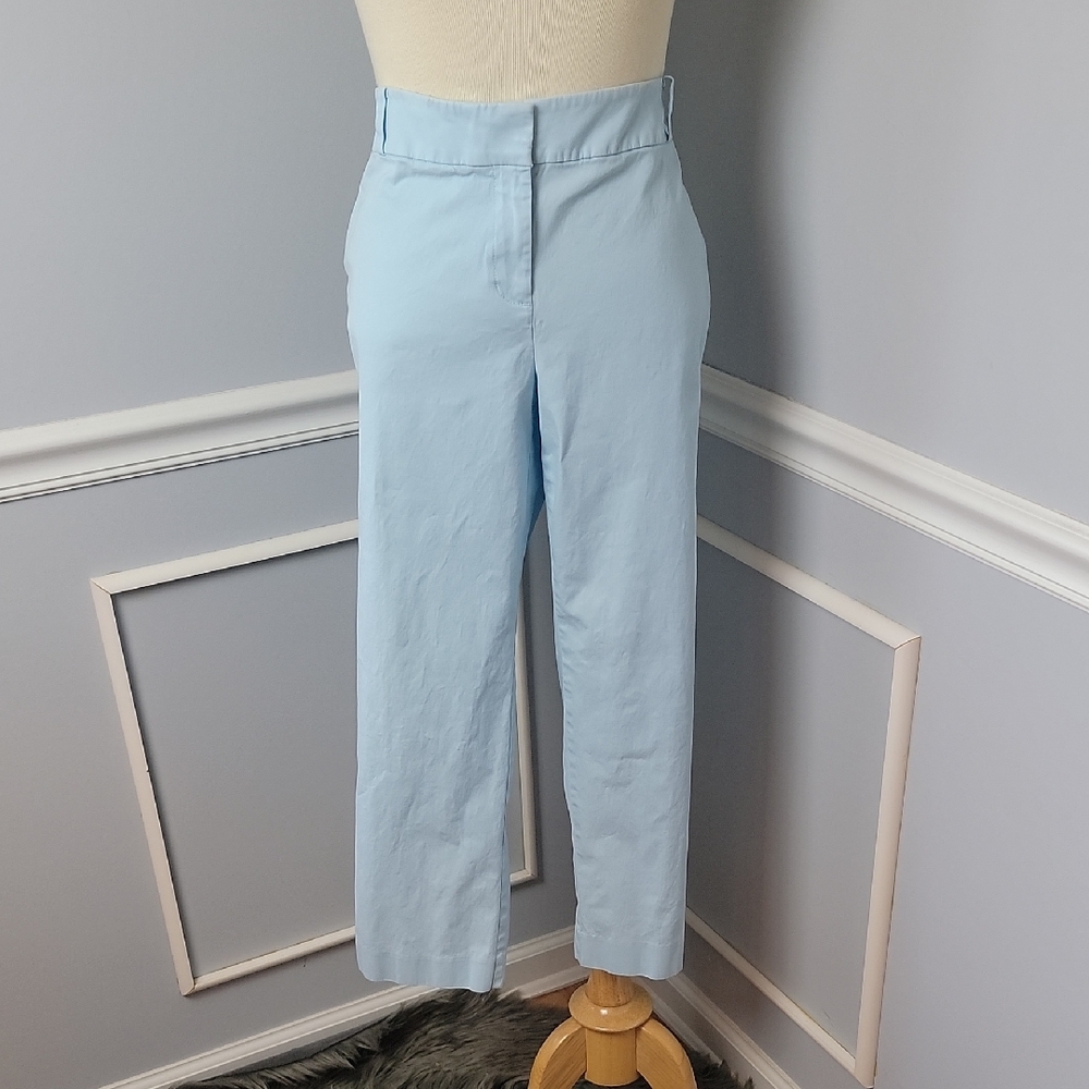 TALBOTS Signature Powder Blue Flat Front Stretch Cropped Ankle Preppy Chino Pant